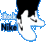 Pixelated white horse head with black mane and closed eyes, positioned next to blue text reading 'Nikos' on gray background.