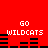 Red background with white 'GO WILDCATS' text and black horizontal bars in two , showing animation changes between frames