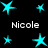 A static image of multiple cyan star icons arranged in a with the name 'Nicole' repeated four times on a black background