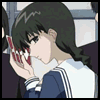 Anime character in blue and white school uniform holding red-backed playing cards, transitioning from face-down to face-up display of hearts and spades.