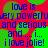 Blue text on red background with green circles, repeating 'love is very powerful and serious and ... i... i love jolie!' in a pattern