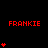 Red pixelated text "FRANKIE" appears above multiple red heart icons on a black background, with varying heart counts per arrangement.