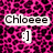 Pixelated icon with pink and black patterned background, white text reading 'Chloeee', and a white smiley face symbol.