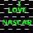 Green text "I LOVE NASCAR" repeats across a black-and-white checkered background with alternating white and black squares.