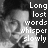 A black-and-white of repeated identical frames showing a person with glasses whispering slowly, overlaid with text reading "Long lost words whisper slowly" in white font