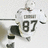 Pixelated image of a hockey player in white jersey with number 87 and blurred nameplate, surrounded by red text reading Eat, Sleep, Play Hockey!