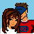 Pixelated cartoon figures of a boy and girl in red and blue clothing with text reading 'Boys Are Great!' and 'Every Girl Should Have One!' on light blue backgrounds.