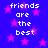 Blue background with pink stars and repeated white text 'friends are the best' in pixelated font.