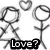 Black-and-white stick-figure animation of two figures holding hands with hearts above them and 'Love?' text at bottom.