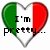 Two heart-shaped icons with Italian flag colors display sequential text: 'I'm pretty...' on the left and 'AND ITALIAN' on the right.