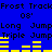 Blue background with black text and yellow bars showing 'Frost Track', '08'' and jump variations in two identical sequences.