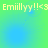 A static digital image with a green-to-blue gradient background displaying repeated yellow text "Emiillyy!!<3" in four quadrants.