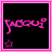 Two side-by-side pixelated images of stylized pink text and a star on black backgrounds with bright pink borders, showing animation change in the text's brightness.