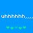 Blue background with white pixelated text 'uhhhhh... uhhhhh...' and two of green pixelated plus signs
