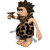 Pixelated cave man figure in brown and black patterned clothing holding a club, shown across with subtle pose variations