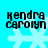 Four identical pixelated icons display 'kendra carolyn' text above a light blue snowflake on cyan background, each with slight visual distortion.