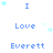 blue text and small stars on a white background, with alternating of 'I Love Everett' and 'Love Everett I'