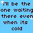 Pixelated text repeats across a blue background with scattered white stars, showing partial phrases like "I'll be the one waiting there even when it's cold" in dark brown letters.