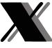 Two black X shapes with gray accents on a light gray background, arranged side-by-side in a symmetrical pattern.
