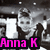 A black-and-white animated icon shows a person with styled hair in three poses, overlaid by bright pink text reading "Anna K".