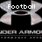Pixelated Under Armour logo with text fragments 'Football', 'Is', and 'Life' on black background, showing animation change between frames.