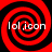 Four identical red and black spiral patterns arranged in a with white text overlaid on each spiral