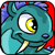 Pixelated teal cartoon seal with large yellow-and-black eye, two small teeth, and purple accents on a red background.