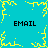 Pixelated cyan background with yellow decorative borders and four black 'EMAIL' text instances arranged in a pattern