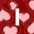 Red background with repeating pink heart pattern, white text "I" and "eryK" flanking a white heart symbol, three white exclamation marks below.