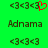 Green background displays four identical pixelated text strings '<3<3<3' with one red heart symbol replacing the third '<3', and two 'Adnama' text lines below them.