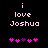 Pixelated text reads 'i love Joshua' in pink on black background with five heart symbols below, two versions show animation changes.