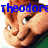 Pixelated cartoon character with brown hair and green shirt, smiling in a four- with blue text overlays