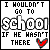 A 4x4 contact sheet of animated AIM buddy icons showing sequential frame changes with text "I WOULDN'T GO TO SCHOOL IF HE WASN'T THERE" and a heart symbol, each frame displaying different color variations for the word "SCHOOL" and heart.