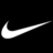White Nike swoosh logo on black background, rendered in pixelated style with gradient shading.