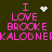 Pixelated text reads "I LOVE BROOKE KALODNER" in pink on dark green, with animated white heart and starburst symbols replacing the 'I' symbol.
