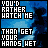 Pixelated blue background with dark silhouettes of figures, overlaid text reading "YOU'D RATHER WATCH ME THAN GET YOUR HANDS WET" in white and colored letters.