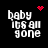 Four identical pixelated text display 'baby its all gone' with red heart or dot animations above each on a black background