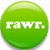 Green circular icon with 'FAWR.' text on left; green background with 'im a bunni!!' text on right, both in pixelated font.