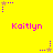 Yellow background with pink text 'Kaitlyn' repeated three times, surrounded by purple and brown star-shaped icons in various positions.