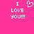 Pixelated text and heart symbol on bright pink background, with identical left and right text blocks.