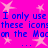 A bright pink background with light pink stars and repeated blue text reading "I only use these icons on the Macan" in a pixelated font.
