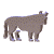 Pixelated animal icon in various poses showing side, front, and back views with spotted pattern.