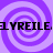 Purple and light purple spiral background with repeated black text 'ELYREILE' in pixelated font across two horizontal bands.