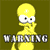 Yellow cartoon character with large white eyes and black pupils, holding black signs with white text against a dark green background.