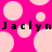 A static image with a bright pink background covered in light pink circles, featuring the text "Jaclyn" repeated twice in black pixelated font.