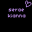 Pixelated purple text and heart symbol on black background, two identical side-by-side layouts with 'serae' above 'kionna'.