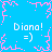 Pixelated blue background with pink decorative borders and repeated white text 'Diana! =)' in four corners.