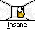 Pixelated character with white head and yellow body sits in a doorway, text below reads 'Insane' in white font on gray background.