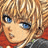 Pixelated anime-style character face with blonde hair and blue eyes on left, adjacent to black background with white text "Anime IM" and stylized signature on right.
