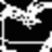 Static grayscale icon with white abstract shapes on black background, featuring a central cluster of pixelated forms and partial grid lines.